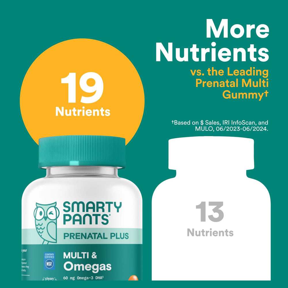 SmartyPants Prenatal Plus biotin image focusing on hair, skin and nails support