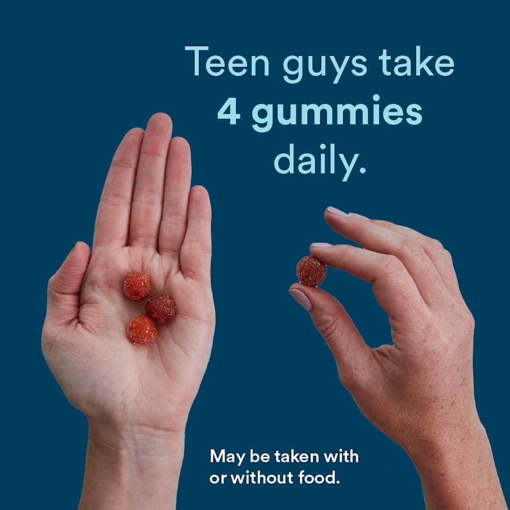 SmartyPants Teen Guy Formula gummies on countertop ready for daily use.