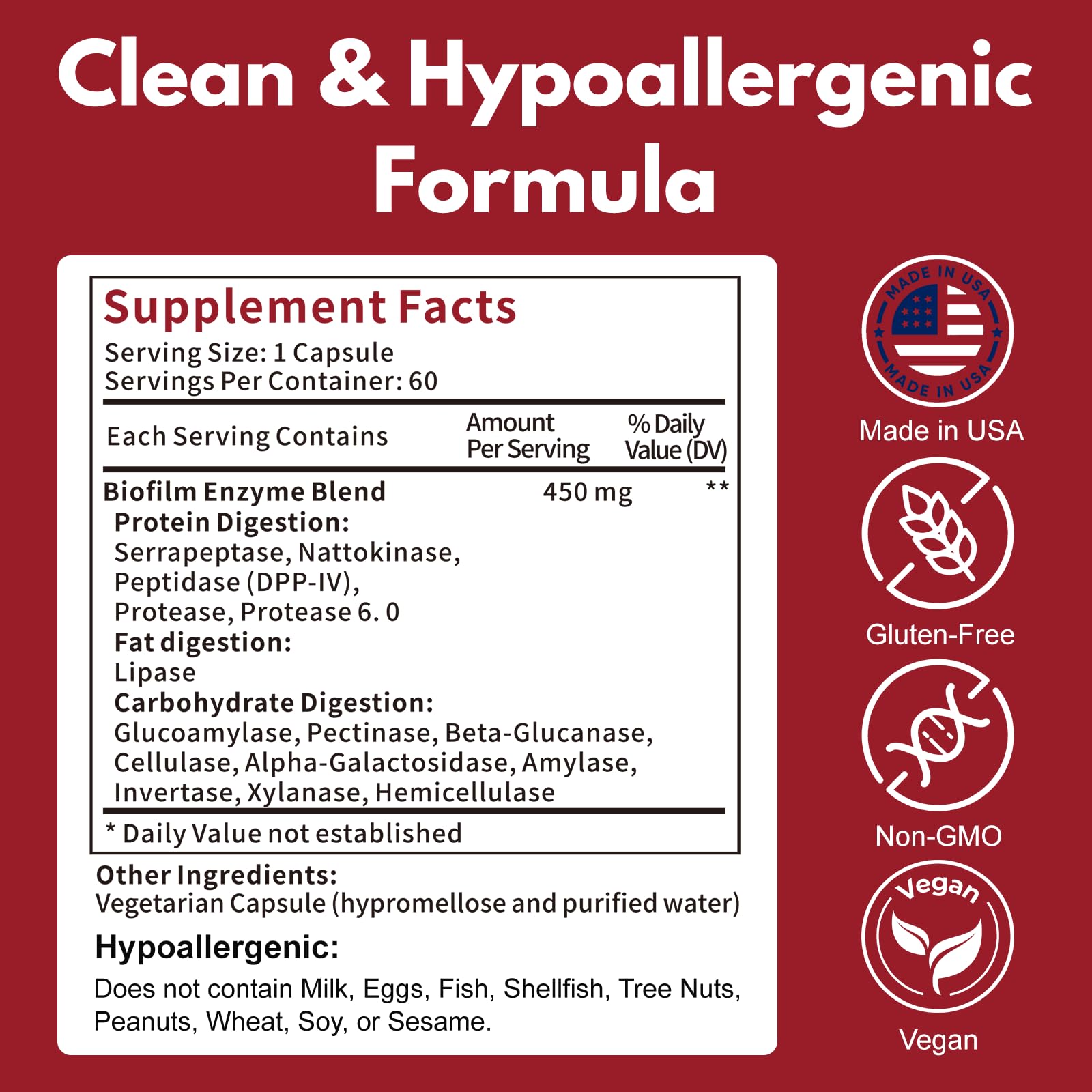 Smelling salts Biofilm Disruptor label notes vegan, non-GMO, allergen-free.