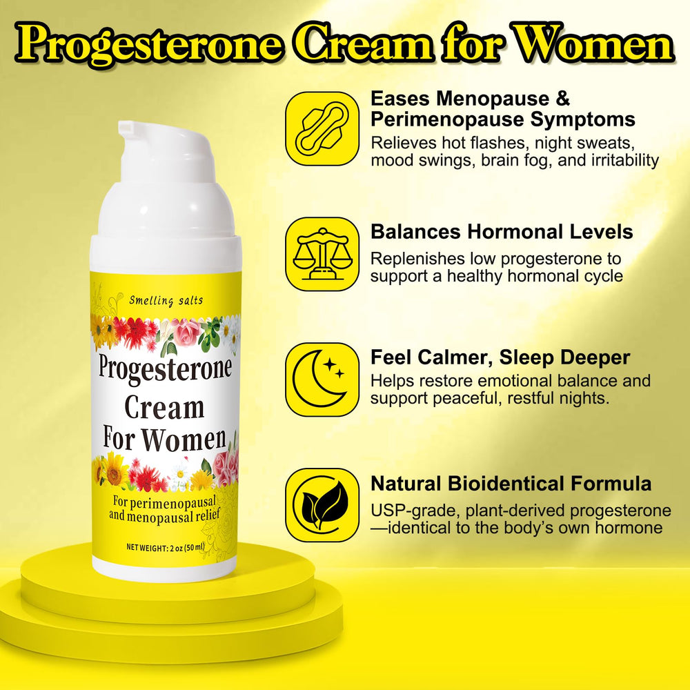Smelling salts progesterone cream absorbed smoothly for menopause support.