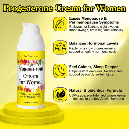 Smelling salts progesterone cream absorbed smoothly for menopause support.