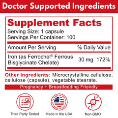 Smelling Salts Reacted Iron capsule pour demonstrates easy daily dose