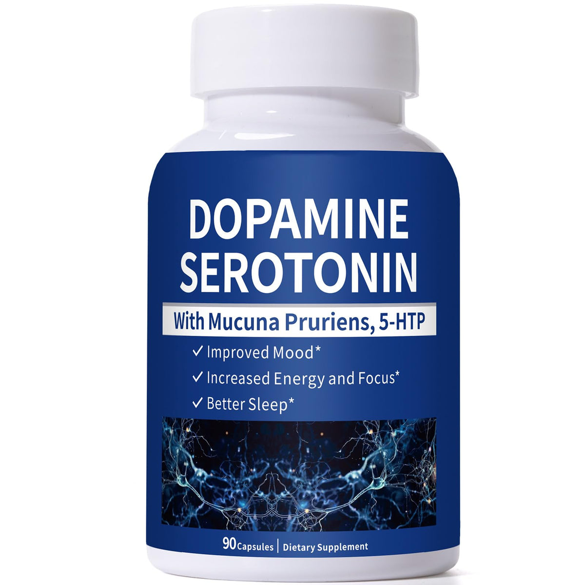 Smelling salts serotonin and dopamine supplements bottle supports mood balance and focused energy