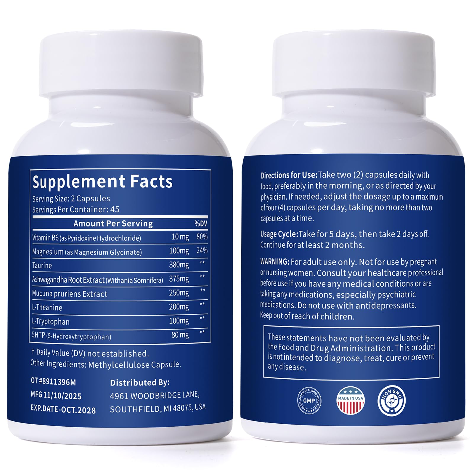 Capsules of Smelling salts serotonin and dopamine supplements for daily focus