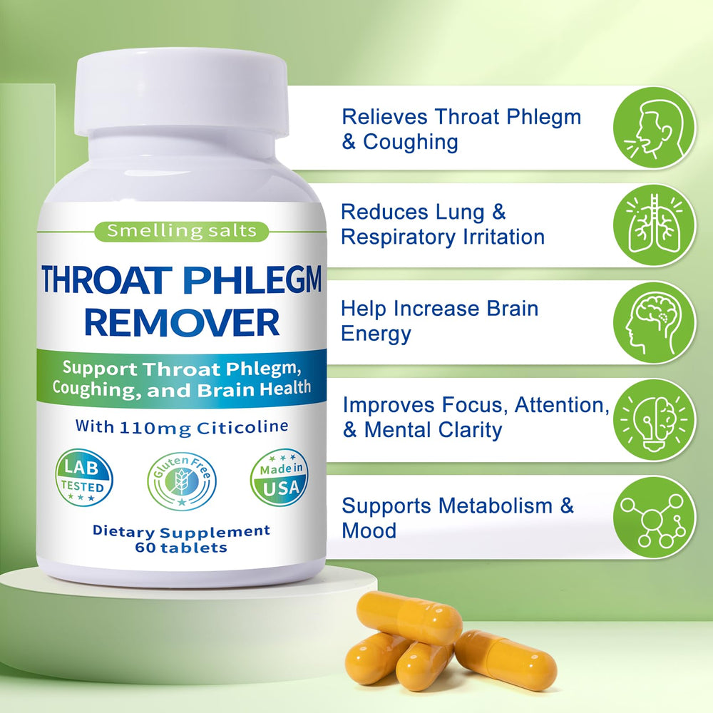 Smelling salts Throat Phlegm Remover tablets displayed for convenient daily support.