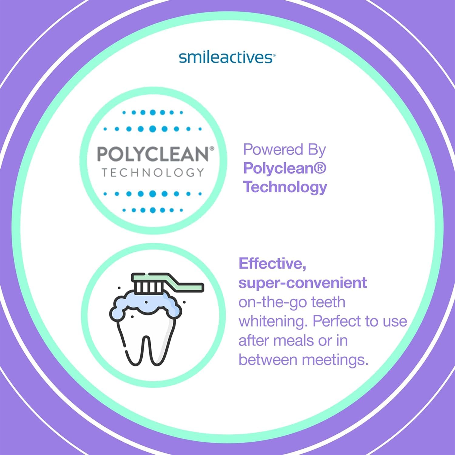 Smileactives compact travel pen packed for on-the-go whitening.