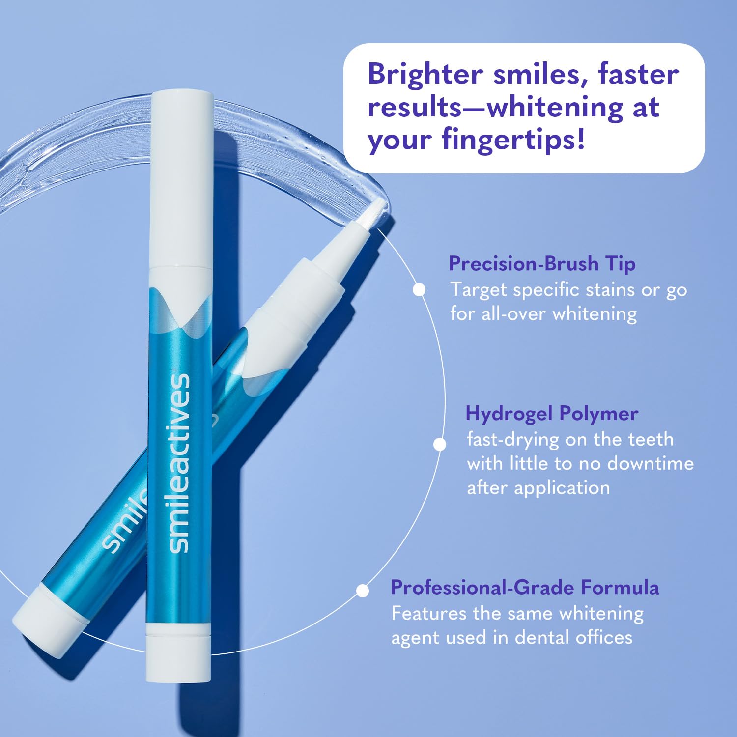 Smileactives gel tube with toothpaste demonstrates simple application