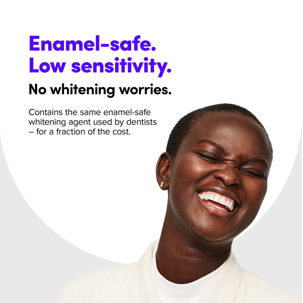 SmileDirectClub enamel-safe whitening gel targets tougher stains with low sensitivity.