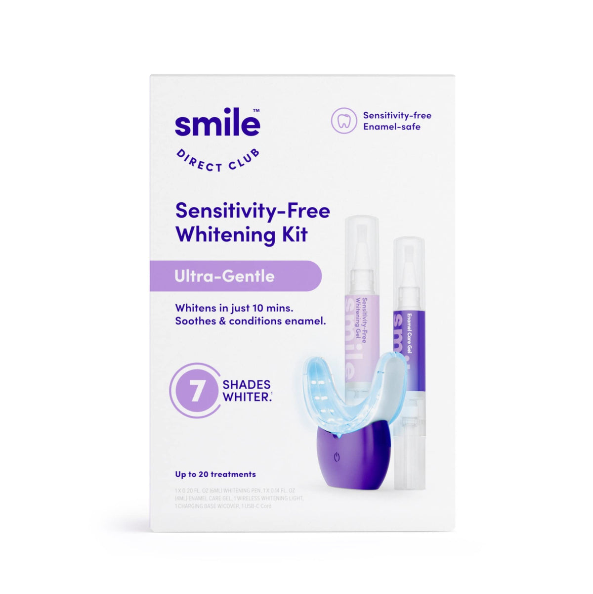 SmileDirectClub wireless 20-LED light powers gentle whitening for brighter smile.