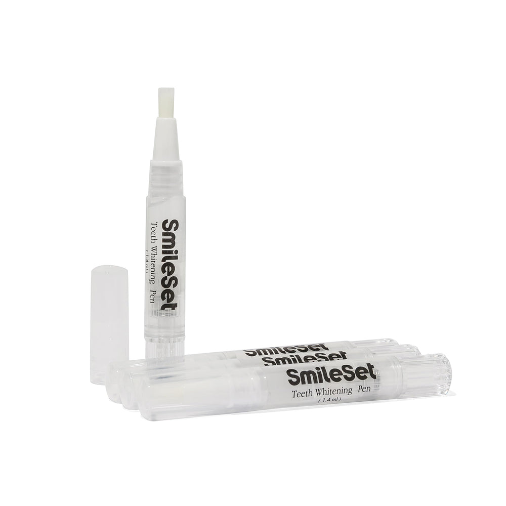 Close-up of SmileSet whitening pen brush-tip for precise application