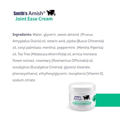 Smith Amish JointEase Cream being applied to back and shoulders for tension relief.