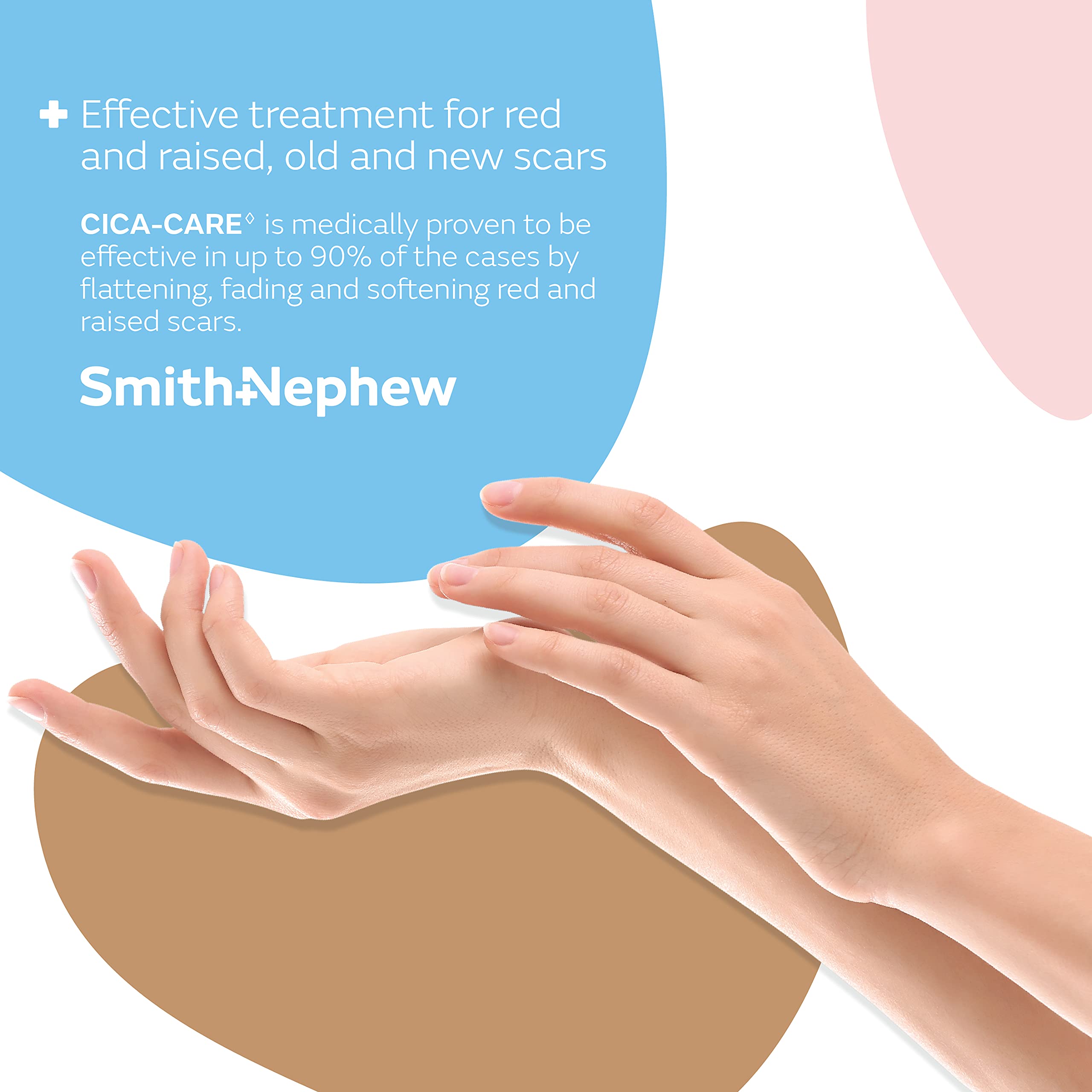 Adhesive-side application on clean skin for flexible scar management.
