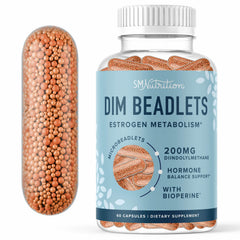 SMNutrition DIM 200 mg bottle front highlights daily hormone balance.