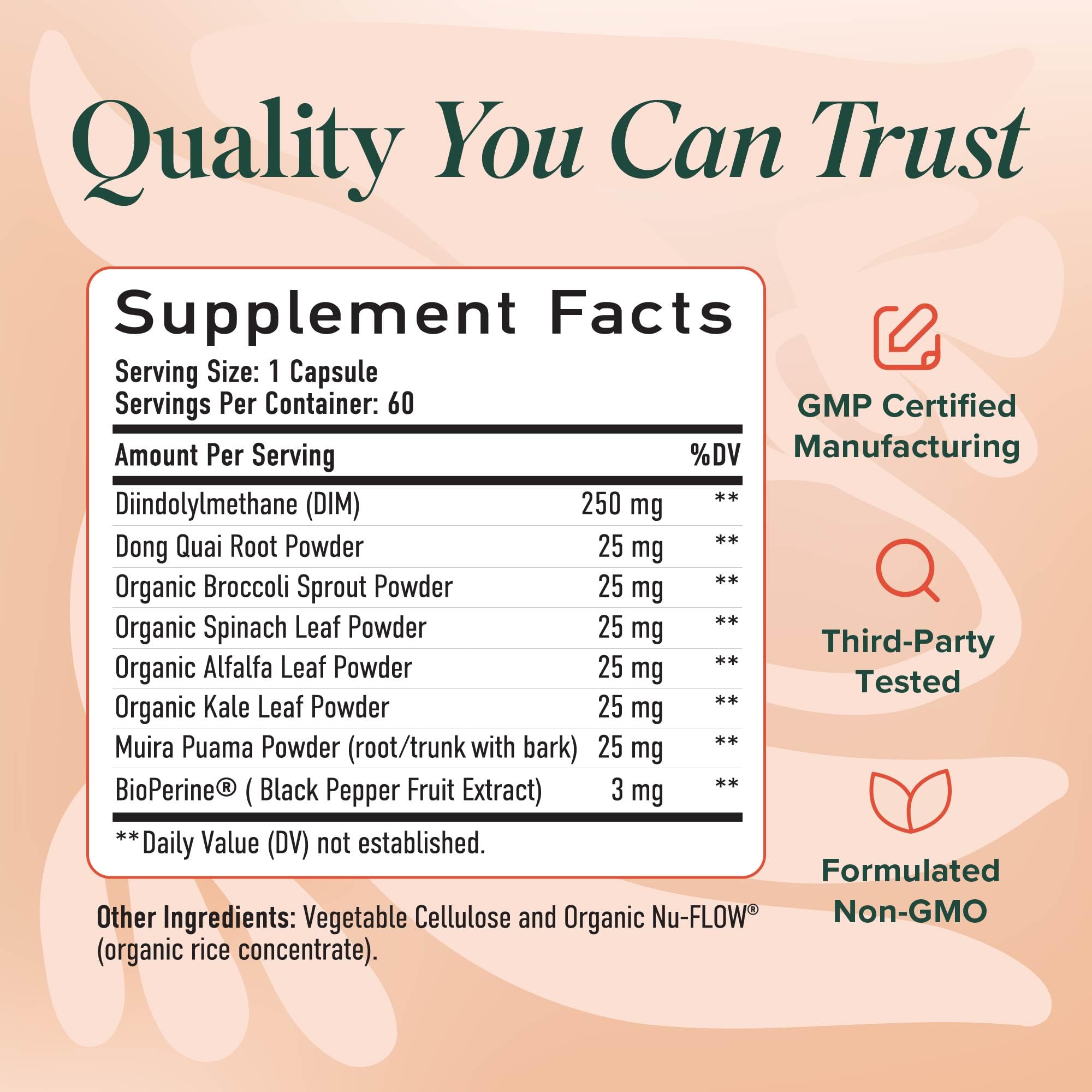 SMNutrition DIM gluten-free label indicating allergen-friendly formulation