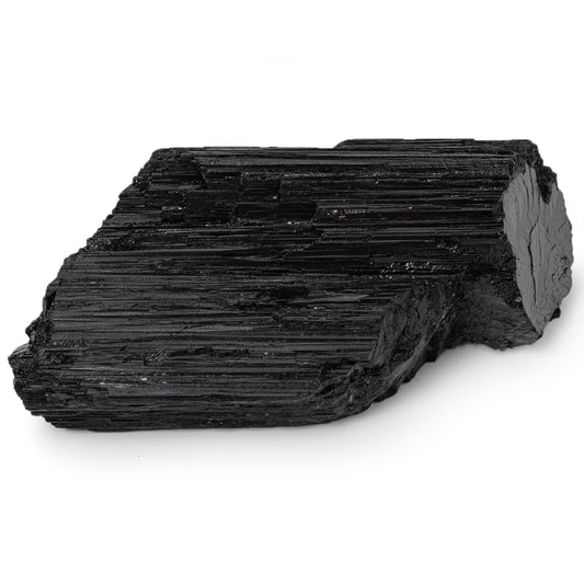 SMOHEAL black tourmaline rough stone close-up showing natural fissures.