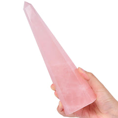 SMOHEAL Rose Quartz large crystal tower with pink point, ideal for meditation and energy focus.