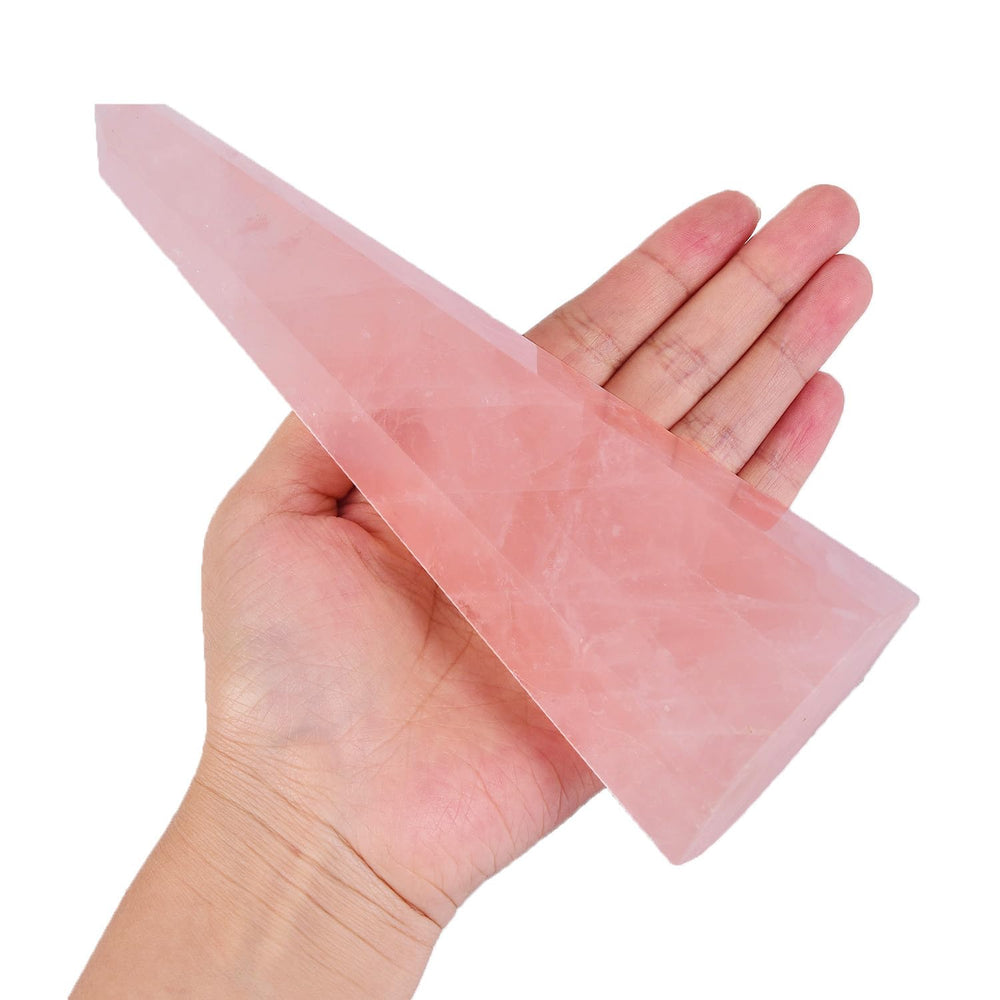 SMOHEAL Rose Quartz Tower closeup showing natural facets