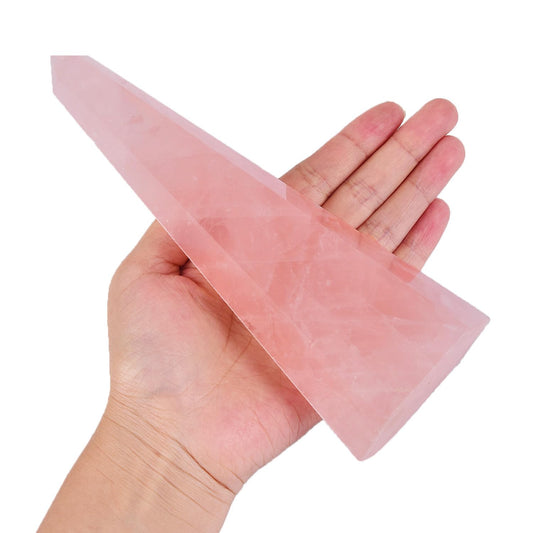 SMOHEAL Rose Quartz Tower closeup showing natural facets