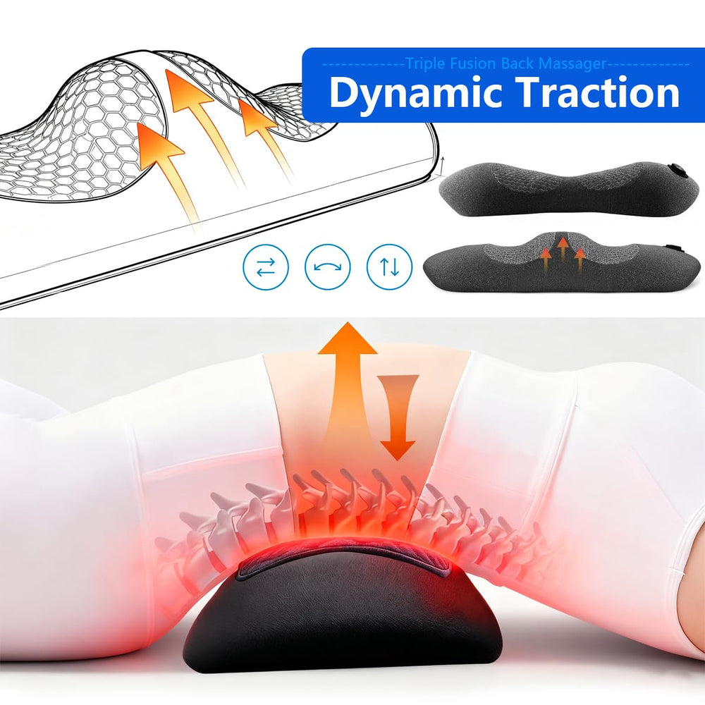 Smooth Triple Fusion Back Massager with Heat rear view highlights durable shell and traction feature