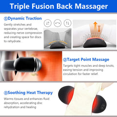 Smooth Triple Fusion Back Massager with Heat side view showing portable strap for on-the-go use