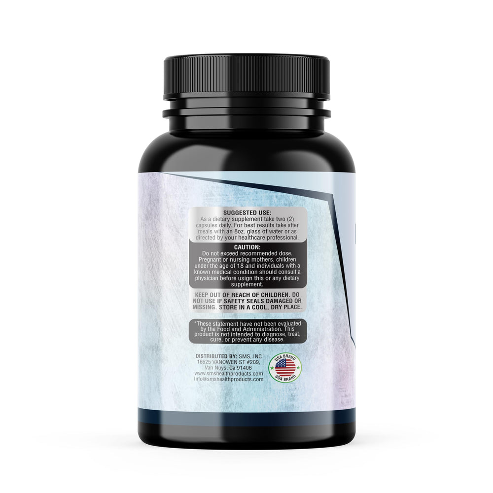 SMSHealthProducts Pearl Powder Capsules label emphasizes vegan, clean formula for radiant daily use