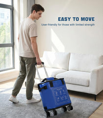Smusrks built-in luggage handle facilitates easy room-to-room transport.