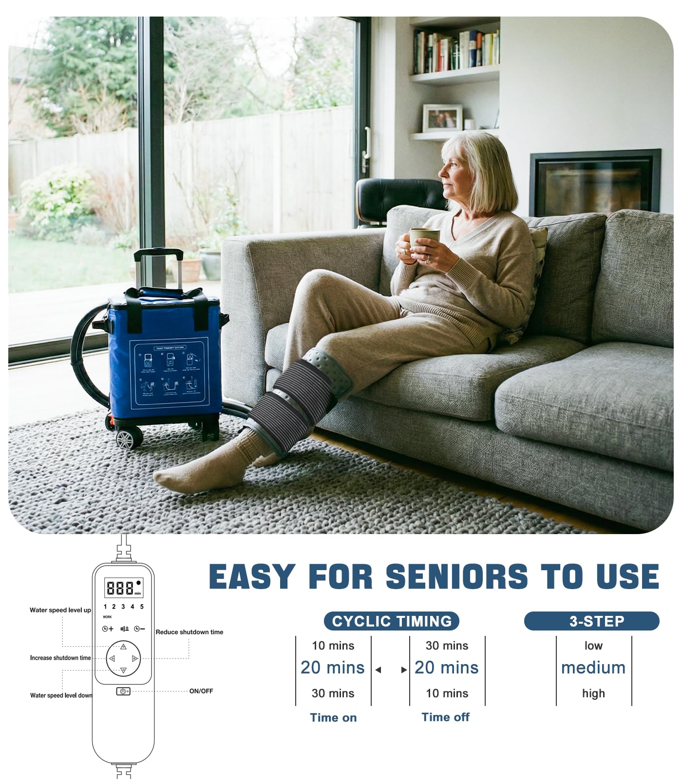 Smusrks durable leak-proof cryotherapy unit for reliable home use.