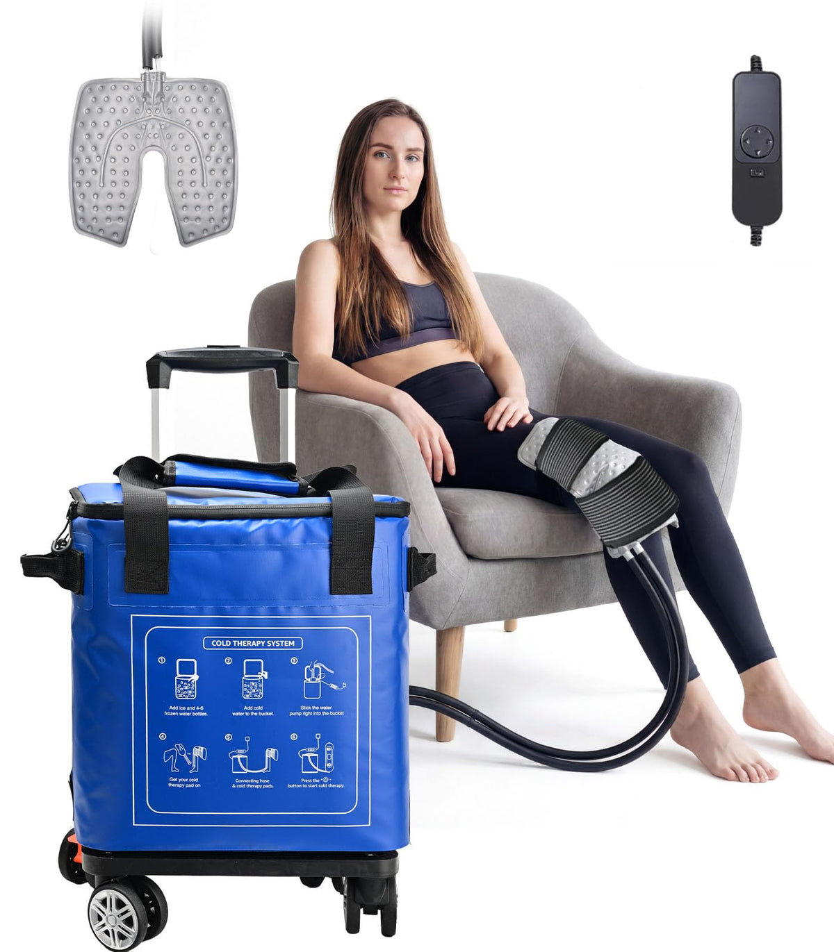 Smusrks ice machine knee after surgery with 19qt tank for targeted cold therapy.