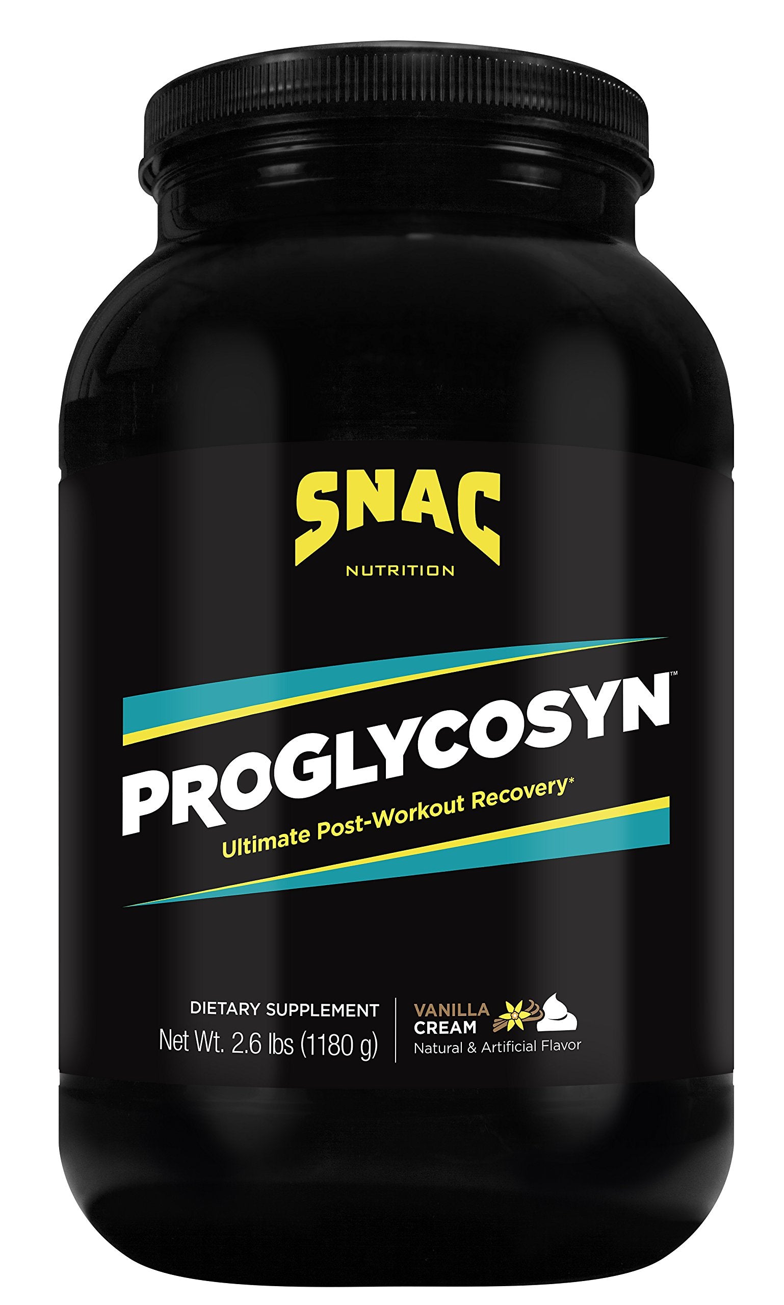 SNAC System Proglycosyn Vanilla Cream tub with label, highlighting post-workout recovery support.