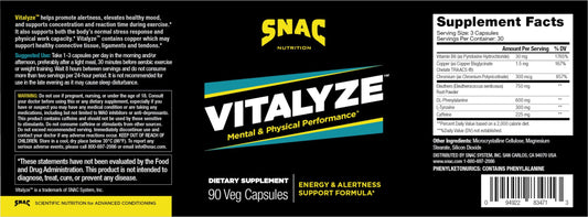 SNAC Vitalyze capsules closeup supporting mental alertness and daily performance.