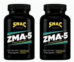 SNAC ZMA-5 sleep aid bottle closeup showing product details for restful recovery