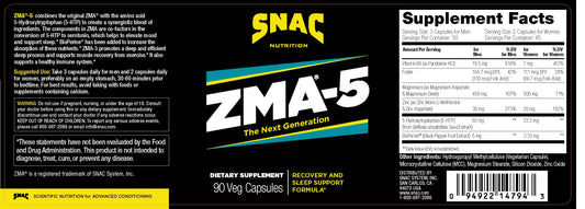 SNAC ZMA-5 bottle with glass of water on nightstand for bedtime routine