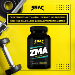SNAC ZMA label close-up showing vegan capsules and vitamin B6.