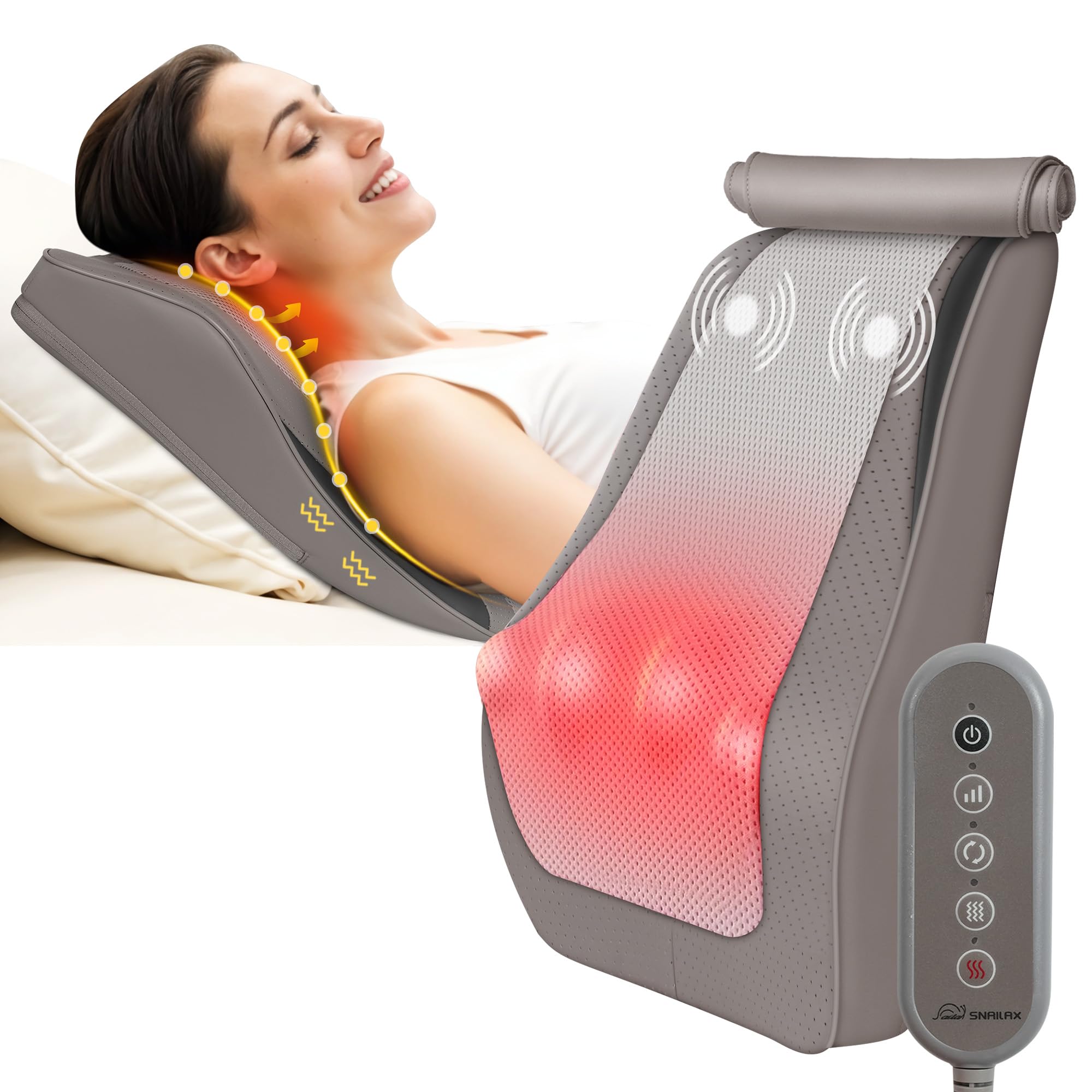 Snailax back massager with 8 kneading nodes delivering targeted lower back relief