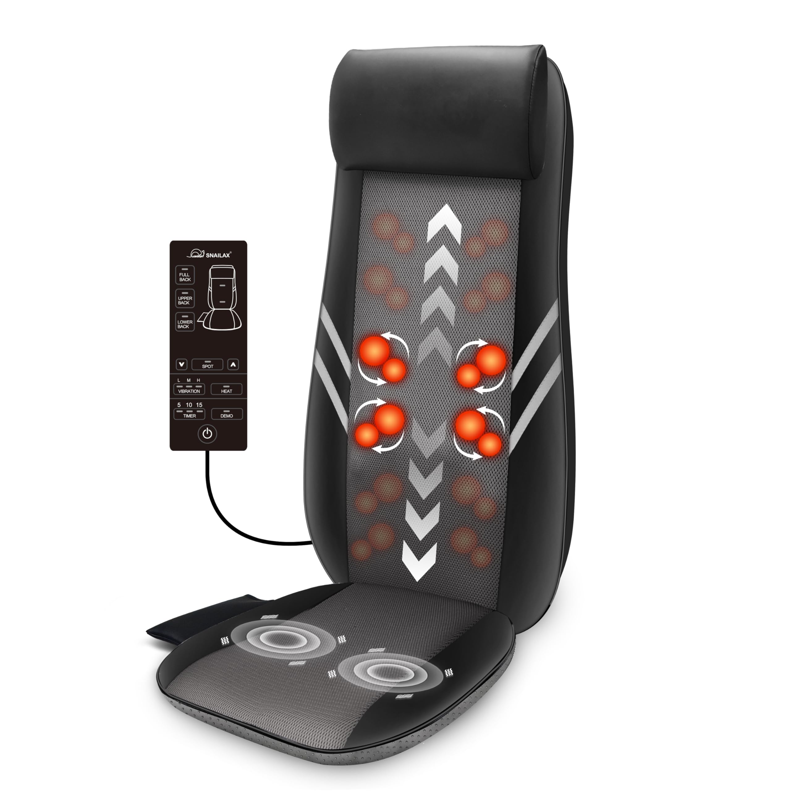 Snailax back massager with heat provides soothing warmth and deep back massage.