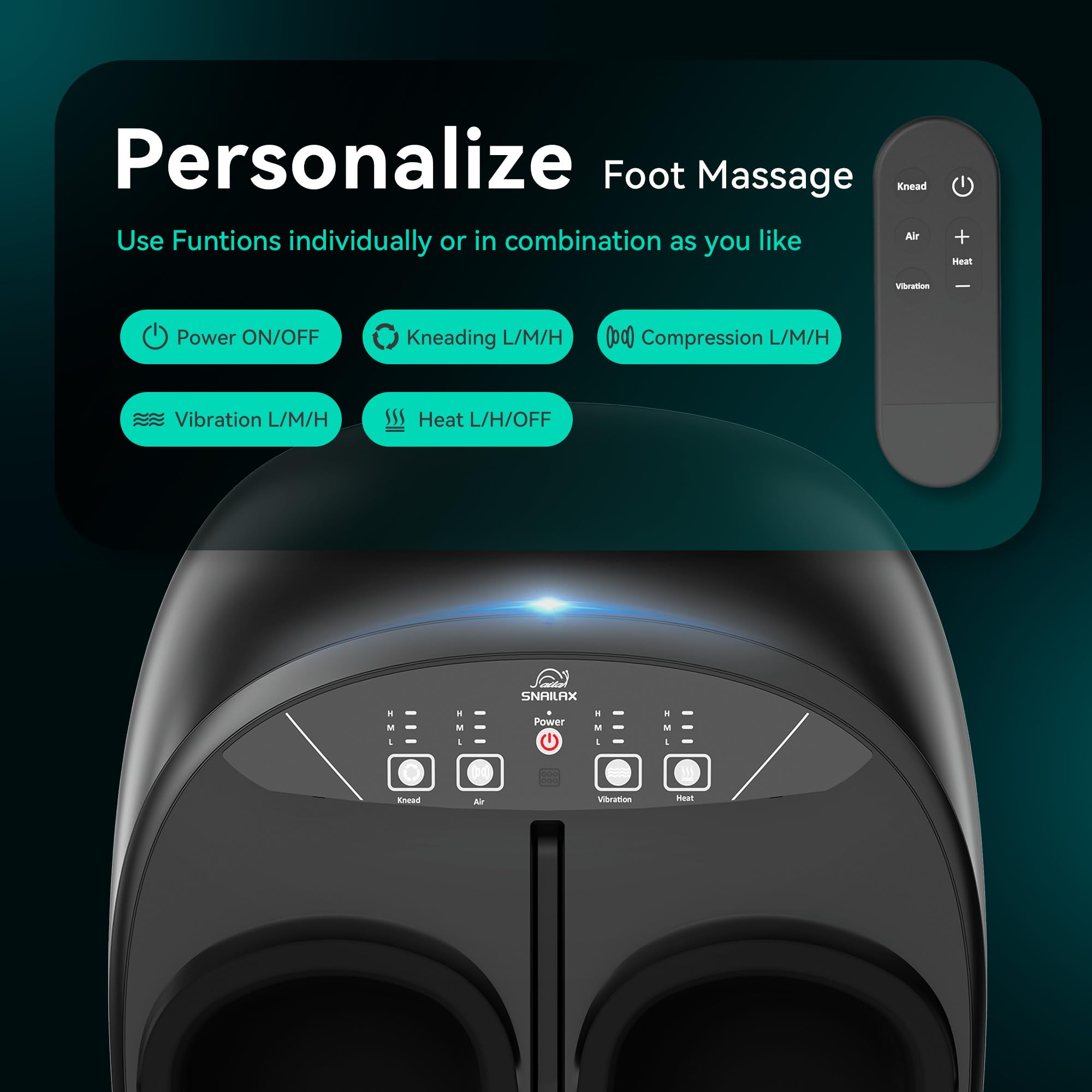 Heat mode highlight for warm therapy to comfort tired feet