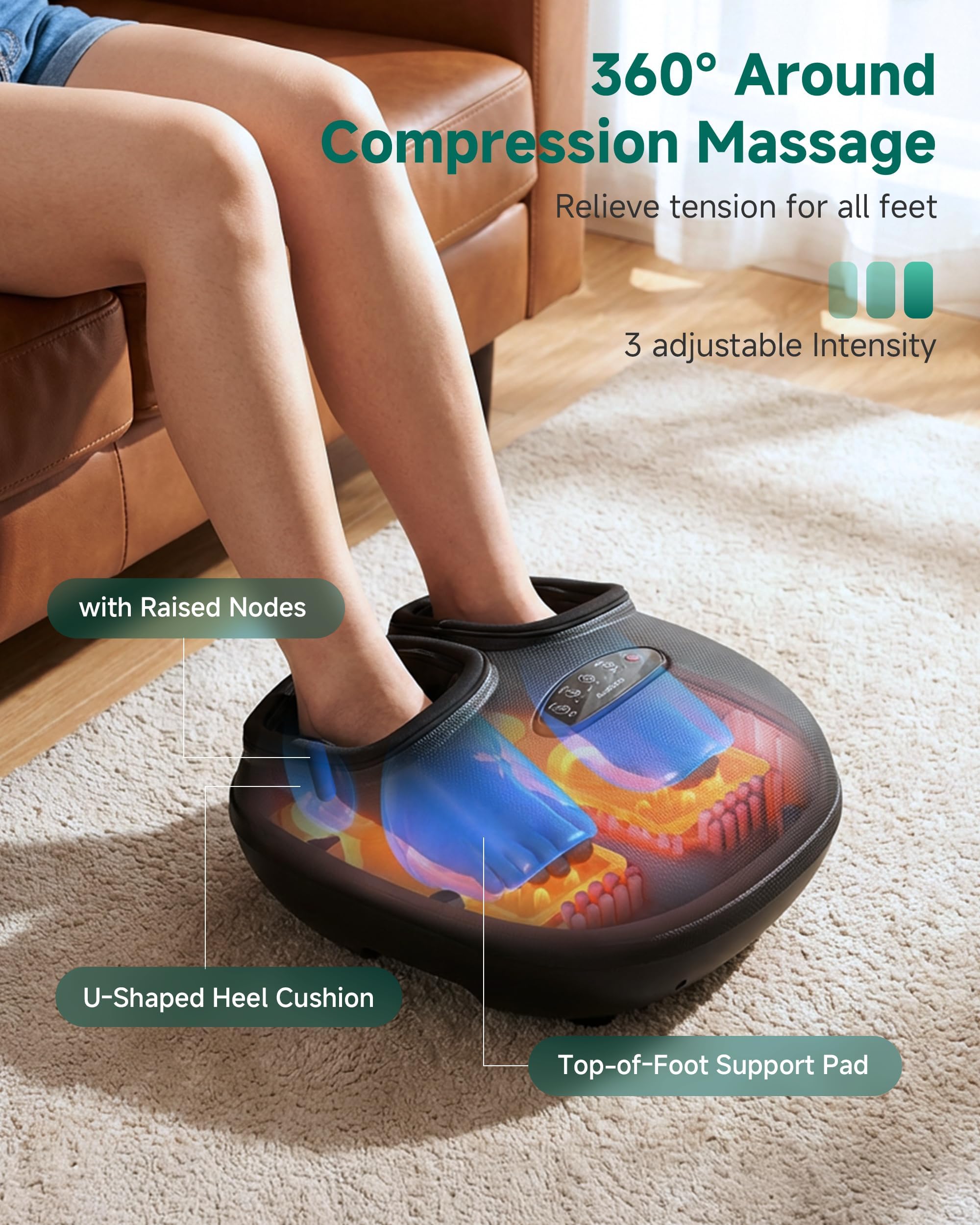 Snailax foot massager vibrating and rolling action revitalizes tired feet.