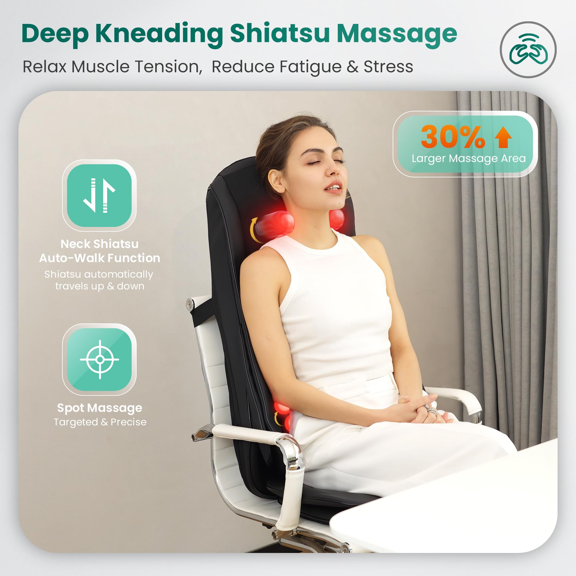 Snailax full-body chair pad in use for soothing relief while seated