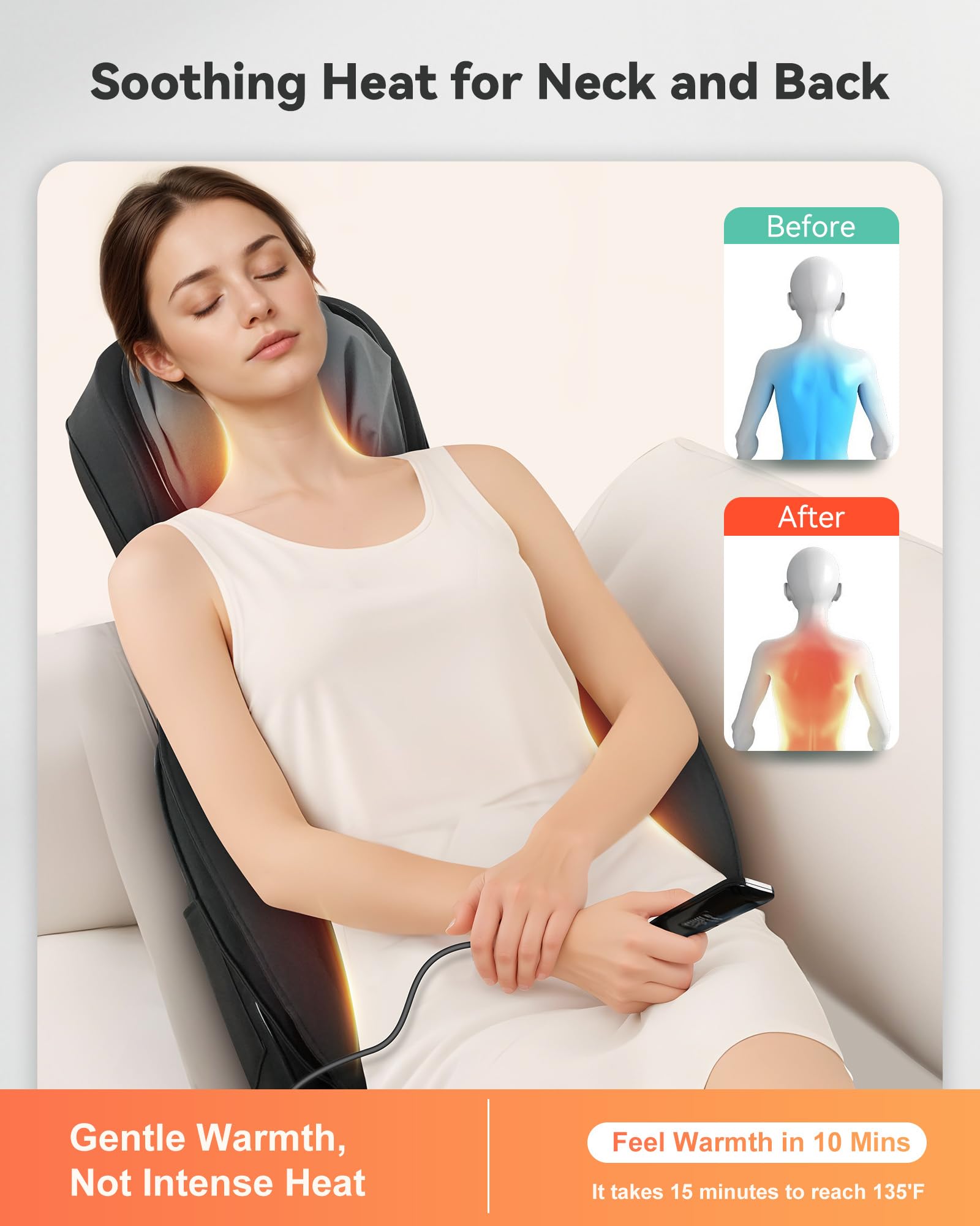 Snailax heat function soothes neck and back muscles.