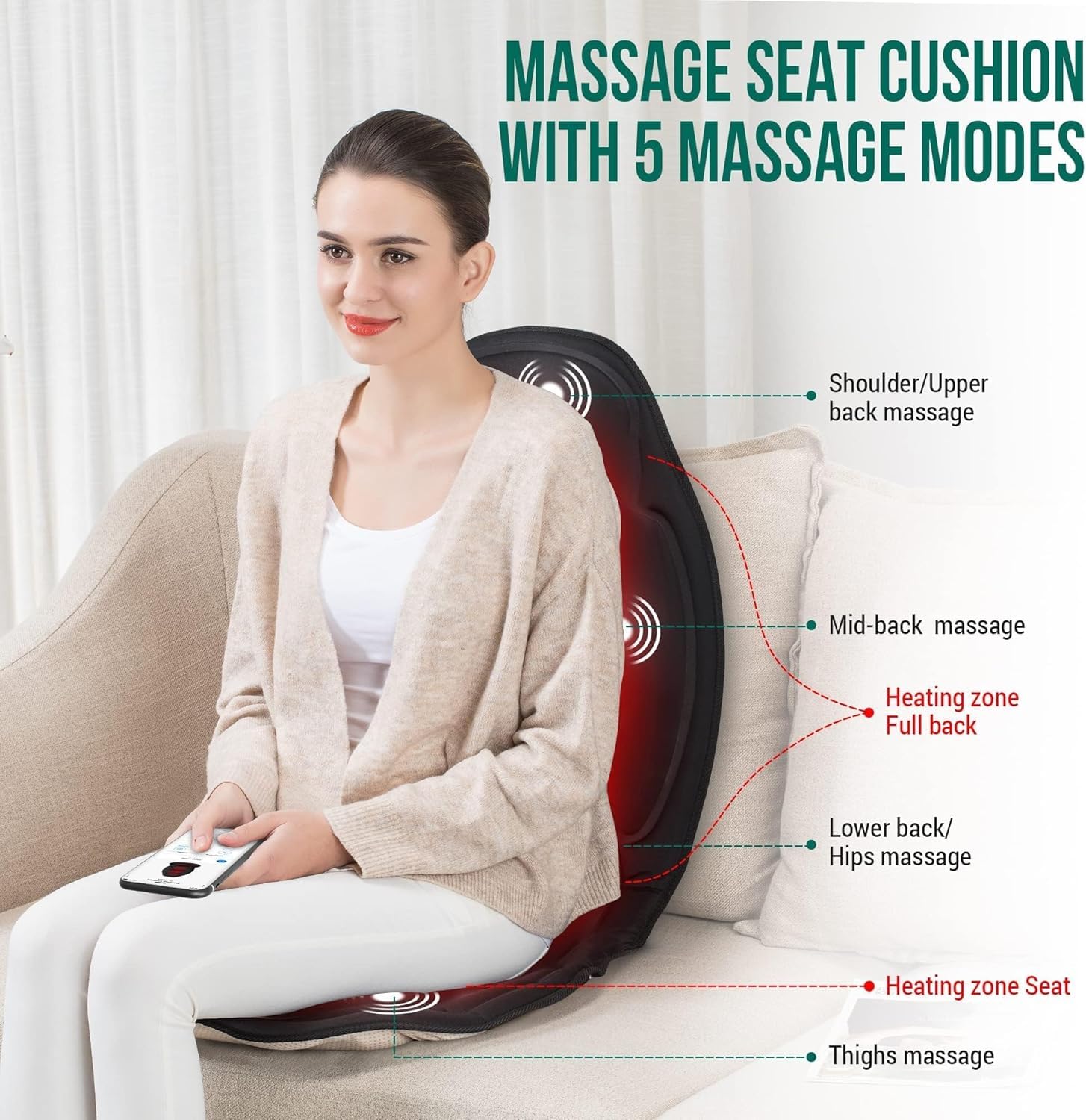 Snailax heated chair pad with two heat levels soothes tense muscles