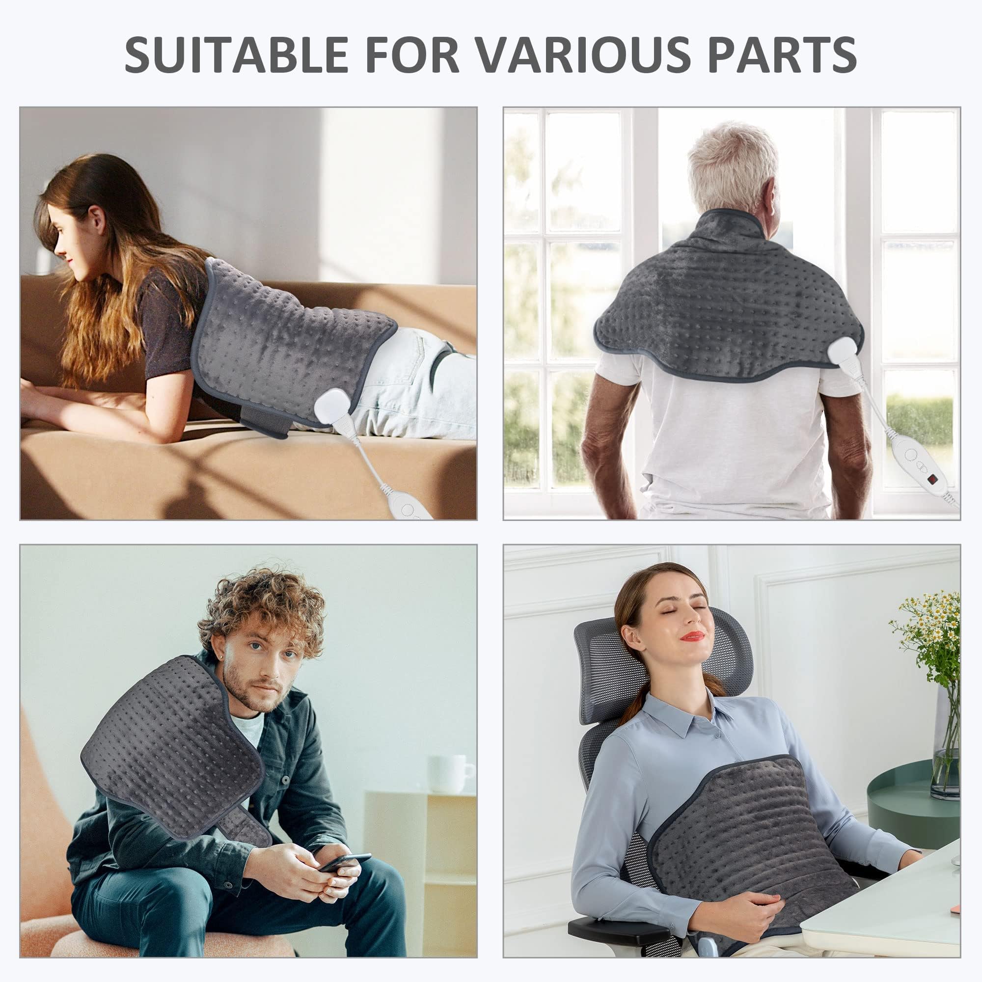 Snailax heating pad 16x24 inch size covers back and waist.