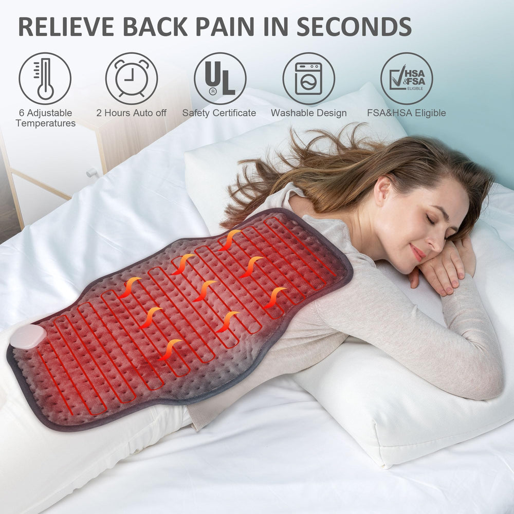 Snailax heating pad auto shut-off for safety and energy efficiency.