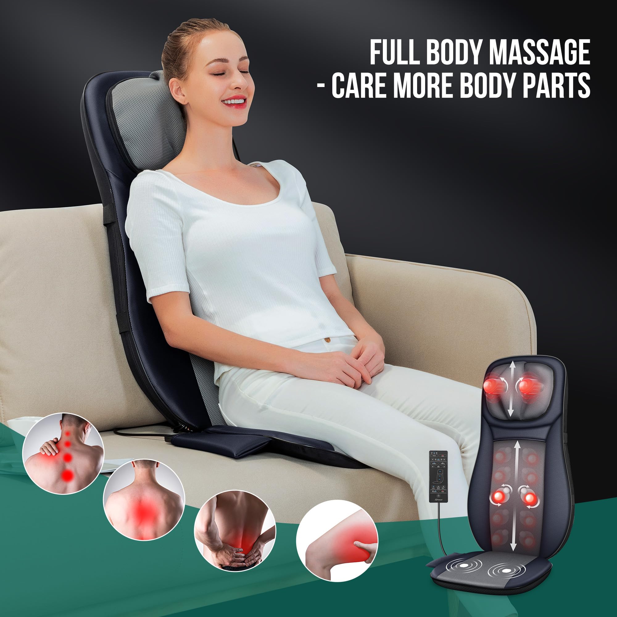Snailax heating pad warms back, neck, and shoulders