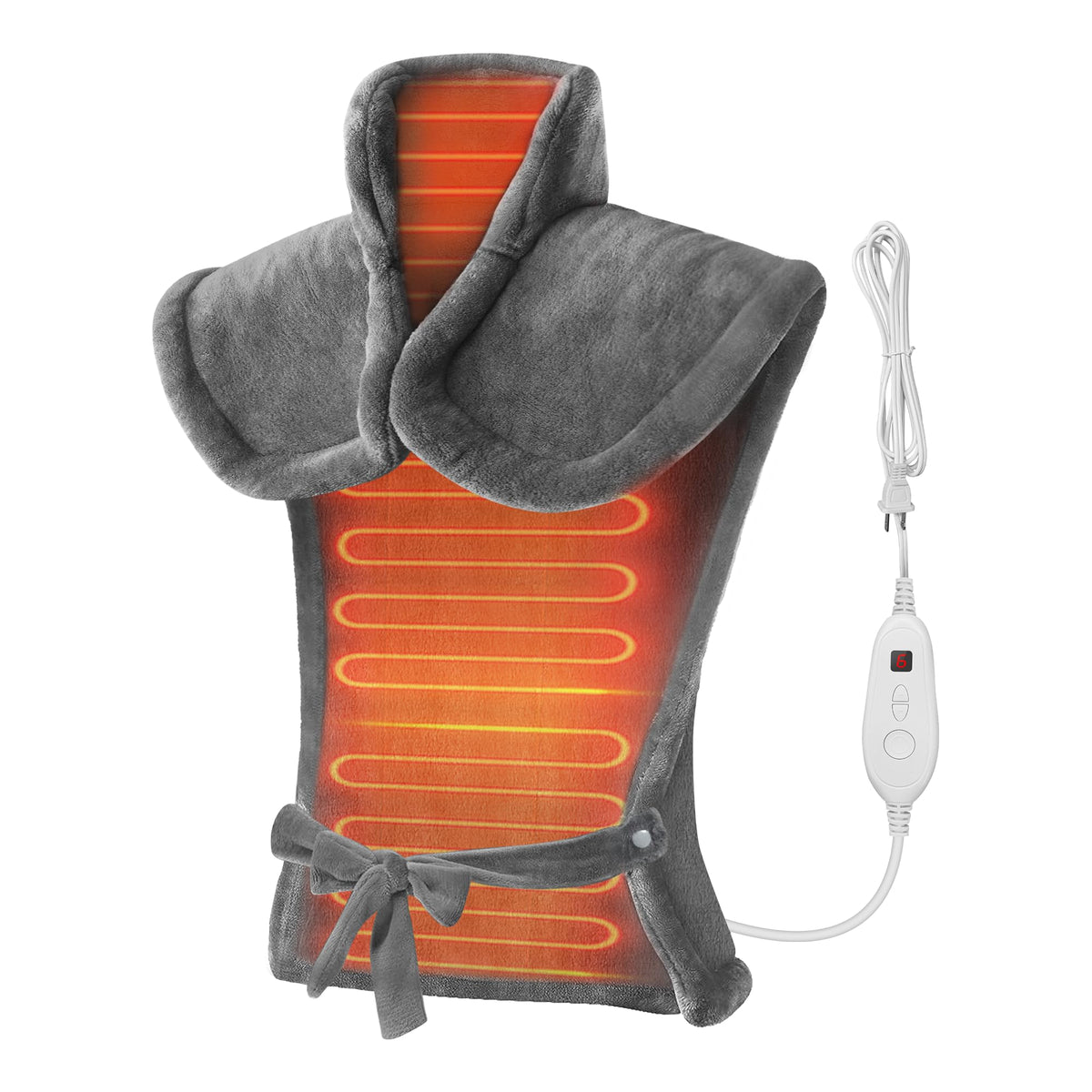 Snailax heating pad neck-shoulders-wrap in use for targeted warmth at home.