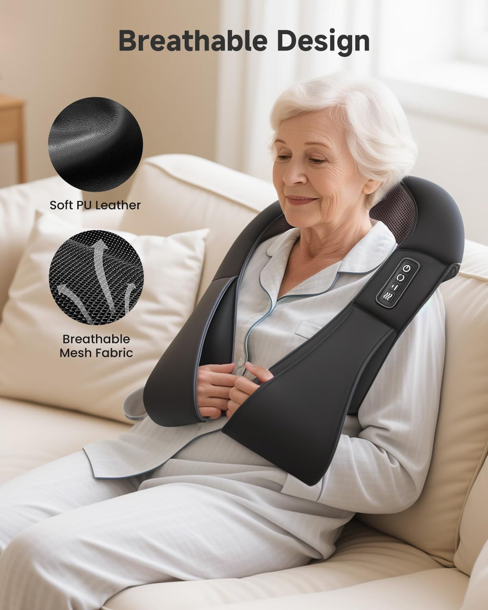 Snailax massager with handle belt design enables flexible positioning.