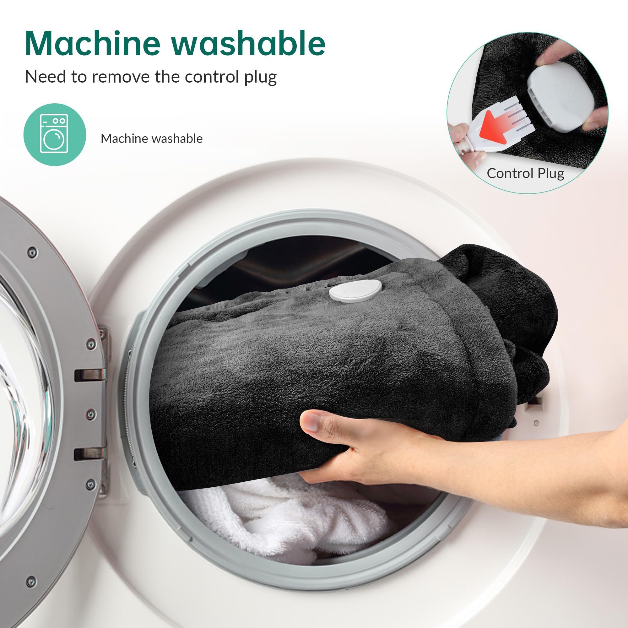 Snailax removable controller enables machine-washable convenience.