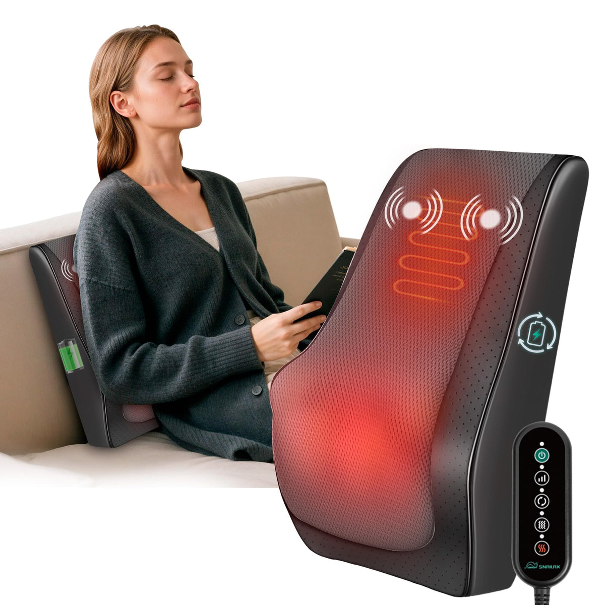 Snailax Shiatsu back massager cordless design for portable relief