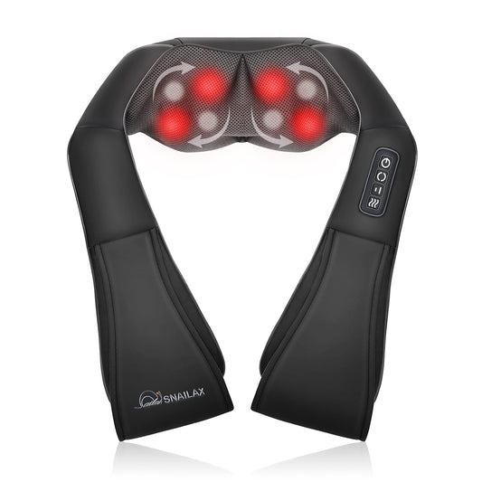 Snailax Shiatsu neck massager with heat front view for relaxing neck tension.
