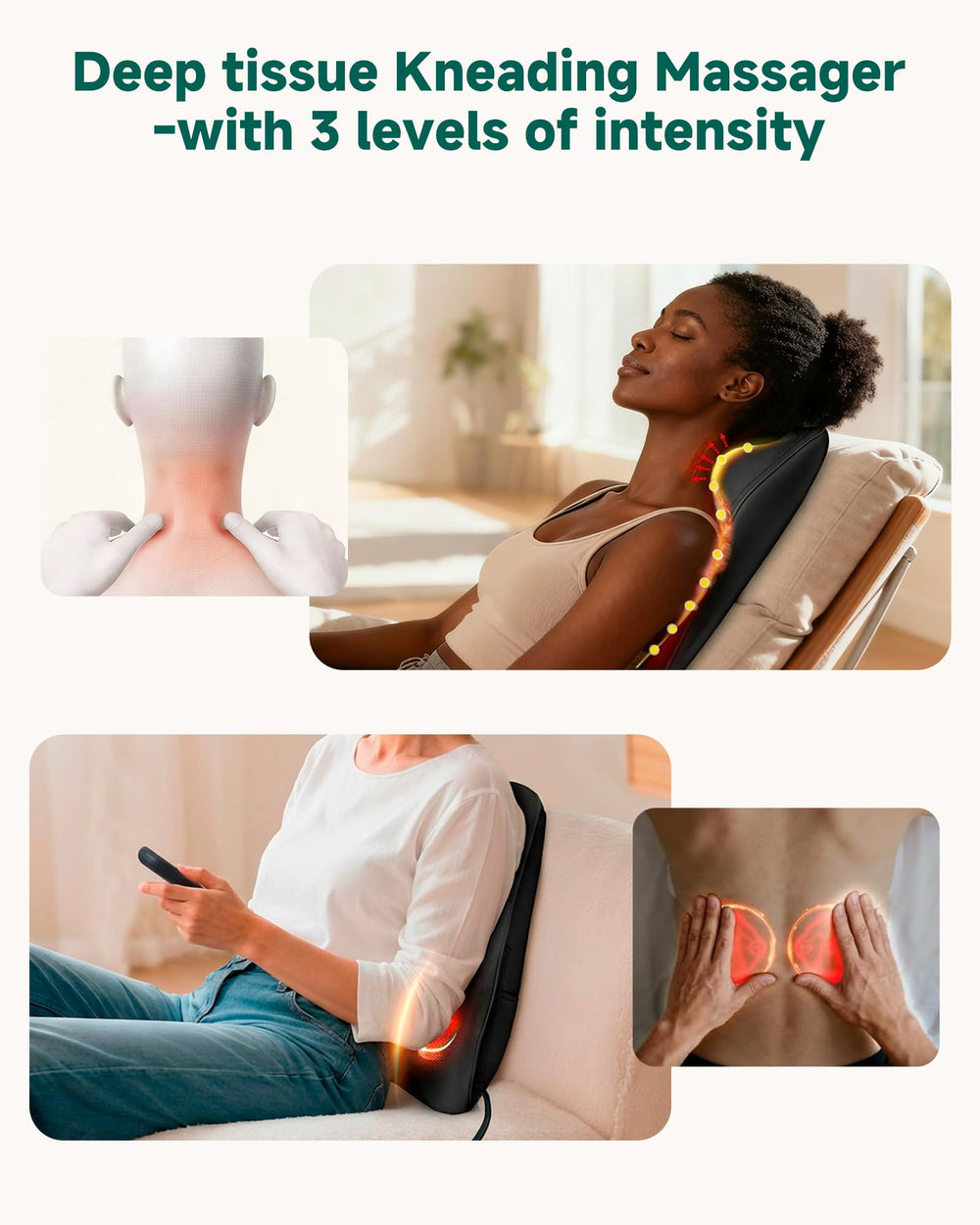 Snailax neck shoulder massage cushion demonstrates compact design for portability.