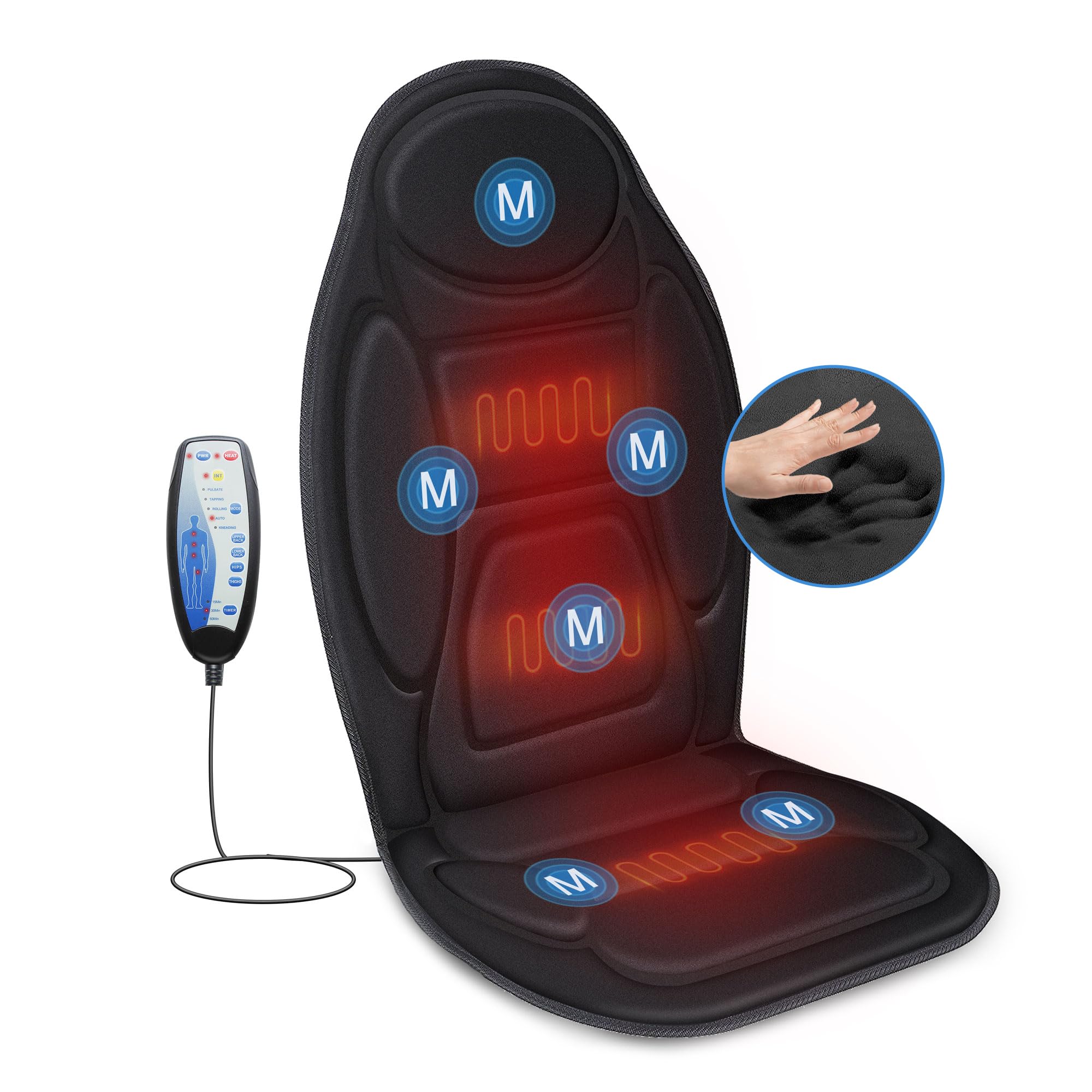 Snailax vibration back massager with six motors targets the back for customizable relief